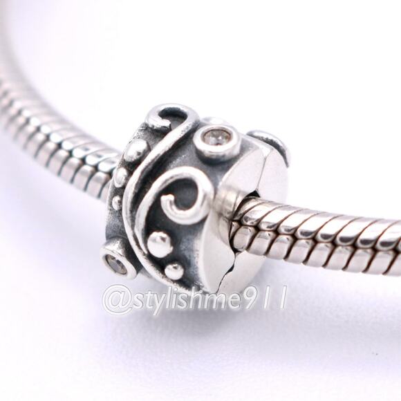 Authentic PANDORA Tendril Champagne CZ Clip - Picture 1 of 7